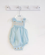 Load image into Gallery viewer, SS24 Mint check smocked romper