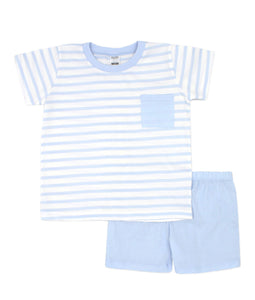 SS24 Blue stripe shorts set