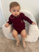 Load image into Gallery viewer, AW23 Burgundy &amp; Camel Knit Romper