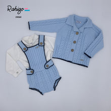 Load image into Gallery viewer, AW24 baby blue &amp; navy shirt, Romper &amp; cardigan