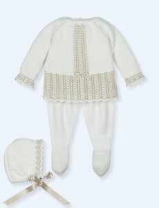SS24 white & beige knitted set