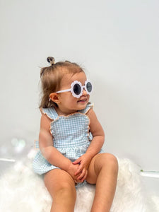 SS24 Mint bow check smocked romper