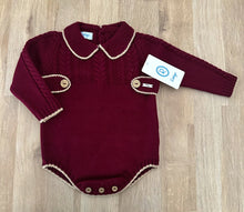Load image into Gallery viewer, AW23 Burgundy &amp; Camel Knit Romper