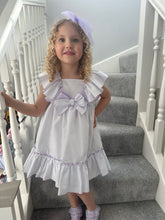 Load image into Gallery viewer, SS24 White with LILAC trim dress