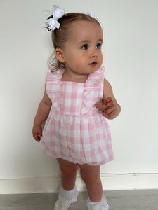 SS24 Pink Check Romper