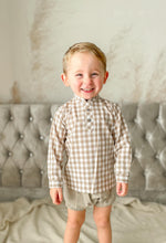 Load image into Gallery viewer, Beige Gingham top &amp; jam pants
