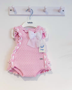 SS23 Baby Pink & White knitted romper and top