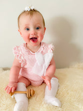 Load image into Gallery viewer, SS23 Baby Pink &amp; White knitted romper and top