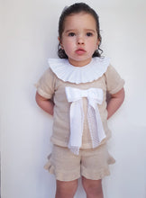Load image into Gallery viewer, Beige Bow Frill Set