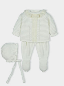 Ivory knitted outfit & bonnet