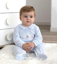 Load image into Gallery viewer, Blue Velour Rocking horse Babygrow