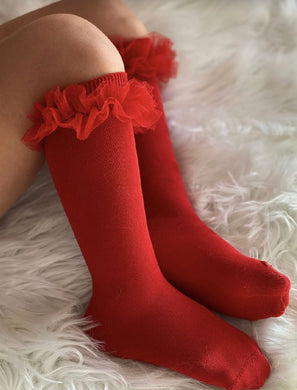 Red Tulle socks