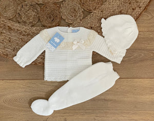 Knitted ivory 3 piece set