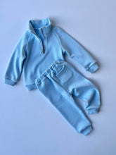 Load image into Gallery viewer, Frost Blue Fleeced Ribbed Corton Tracksuit