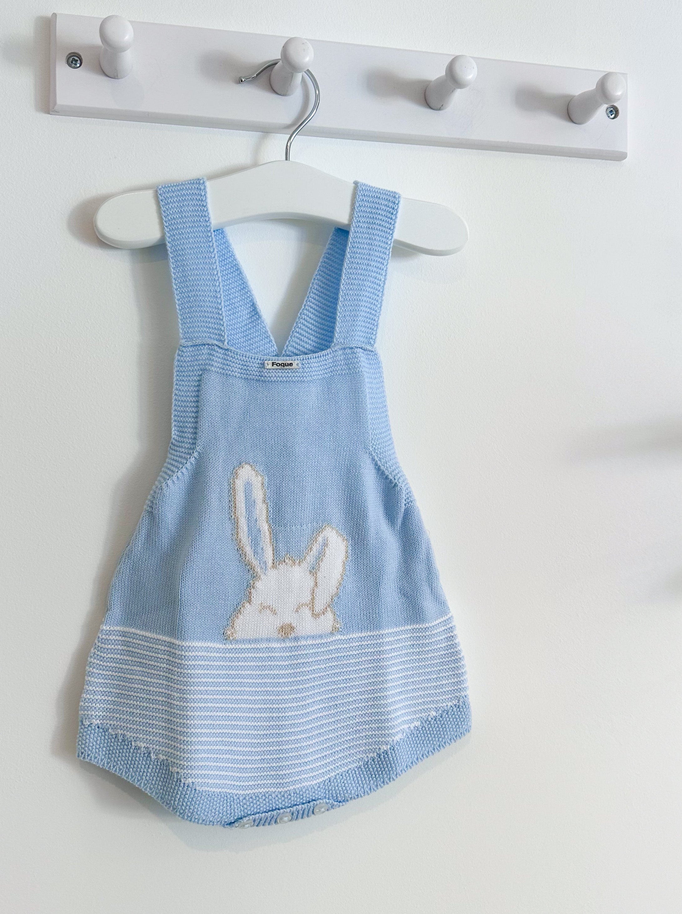 SS23 BLUE Knitted Bunny Rompero