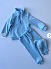 Load image into Gallery viewer, Frost Blue Fleeced Ribbed Corton Tracksuit