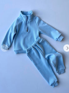 Frost Blue Fleeced Ribbed Corton Tracksuit