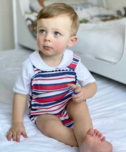 Load image into Gallery viewer, Red &amp; Navy Stripe Romper