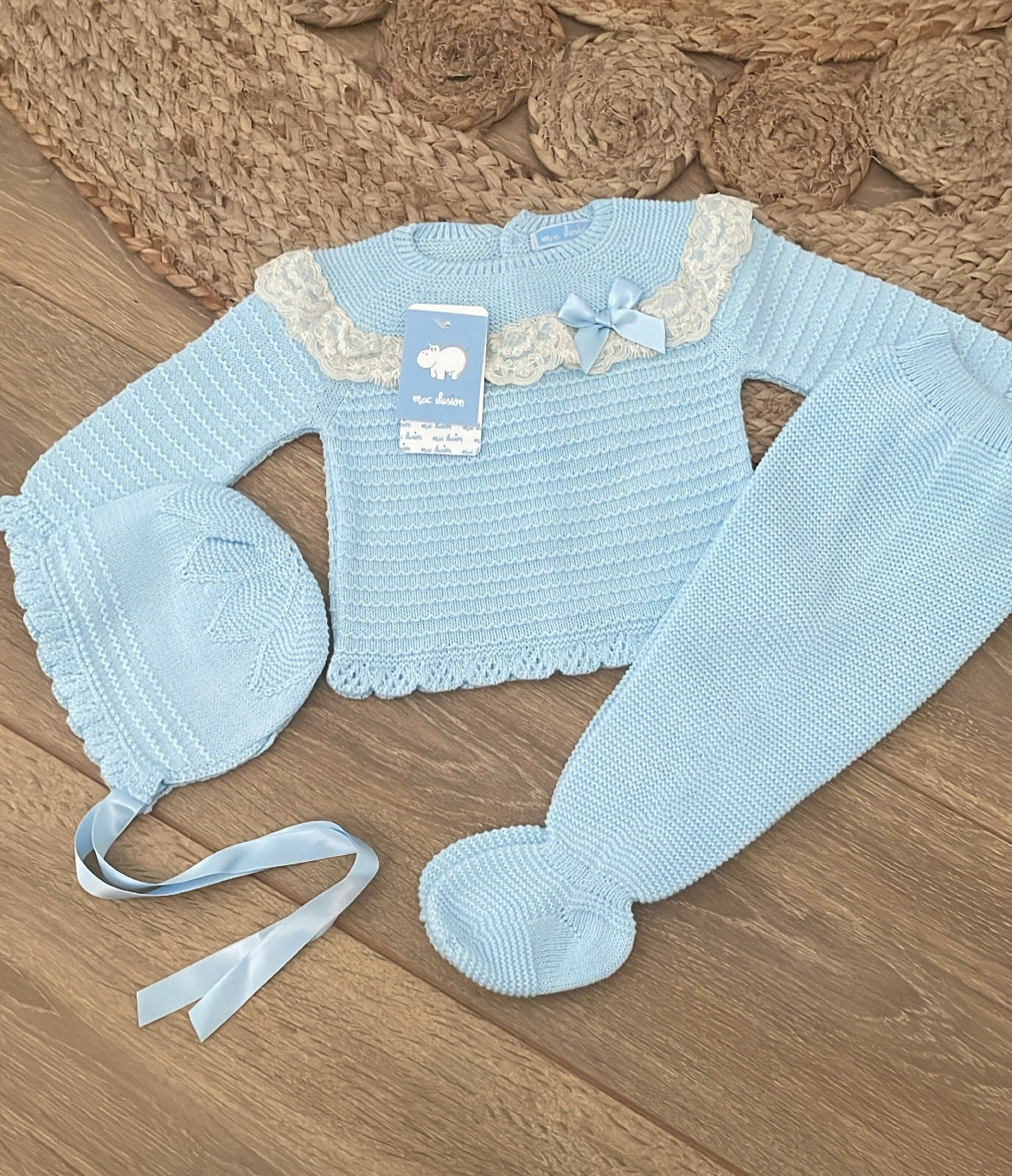 Knitted blue 3 piece set
