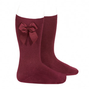 Burgundy Grosgrain bow socks