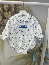 Load image into Gallery viewer, Blue Bunny Print Romper
