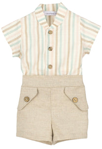 SS23 Beige Shorts and Stripe Top
