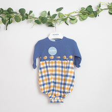 Load image into Gallery viewer, Blue &amp; Mustard Romper