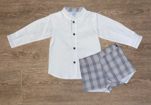 Checked shorts & blouse set