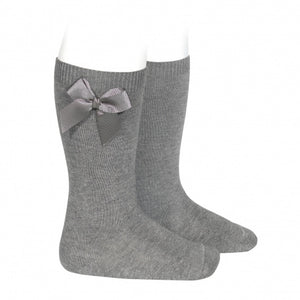 Grey Grosgrain bow socks