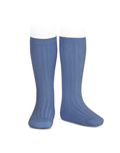 Load image into Gallery viewer, French Blue Ribbed socks