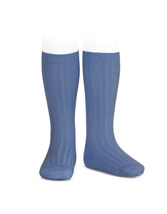 French Blue Ribbed socks