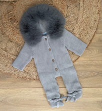 Load image into Gallery viewer, Grey Faux fur Pramsuit
